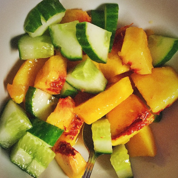 Peach cucumber breakfast